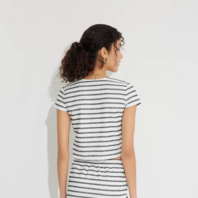 Women's Short Sleeve Jacquard Knit Tie-Front Top - Wild Fable™ 6 Women's Short Sleeve Jacquard Knit Tie-Front Top - Wild Fable™ - Image 4