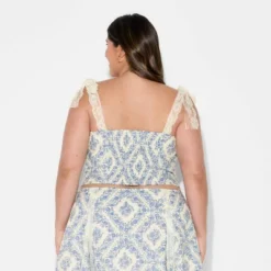 Women's Lace Tie Strap Tank Top - Wild Fable™ Blue Floral -Wild Fable Store GUEST 04147e8f 9484 4268 9c24 537502ce0656