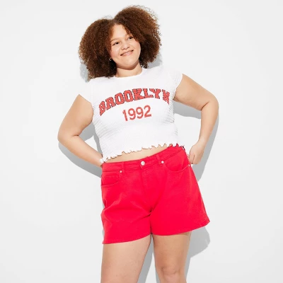 Women's Heritage Curvy Mid-Rise Denim Shorts - Wild Fable™ Dark Red 6 Women's Heritage Curvy Mid-Rise Denim Shorts - Wild Fable™ Dark Red - Image 4