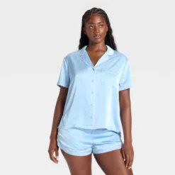 Women's Satin Short Sleeve Notch Collar Shirt And Shorts Pajama Set - Wild Fable™ -Wild Fable Store GUEST 0c3b86a0 68a3 45ba a0be 86d5d453b72b