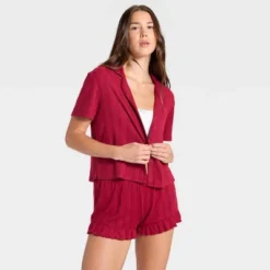 Women's Pointelle Notch Collar Shirt And Shorts Pajama Set - Wild Fable™ -Wild Fable Store GUEST 11010383 3aef 438e afc9 f5ea584a6c64