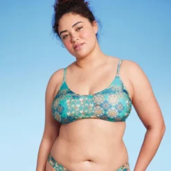 Women's Scoop Front Bralette Bikini Top - Wild Fable™ Blue Patchwork Print 12 Women's Scoop Front Bralette Bikini Top - Wild Fable™ Blue Patchwork Print -Wild Fable Store GUEST 11825a43 6c35 40db bd42 35642f6d07aa