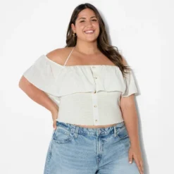 Women's Smocked Ruffle Sleeve Open-Neck Halter Top - Wild Fable™ Off-White 8 Women's Smocked Ruffle Sleeve Open-Neck Halter Top - Wild Fable™ Off-White -Wild Fable Store GUEST 1ae70979 7f21 46a8 8067 271e092c68fa