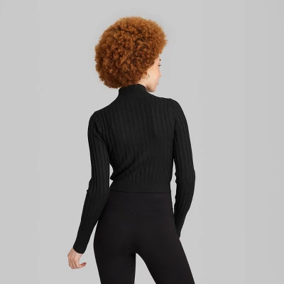 Women's Fitted Mock Turtleneck Zip-Up Cardigan - Wild Fable™ 4 Women's Fitted Mock Turtleneck Zip-Up Cardigan - Wild Fable™ - Image 2