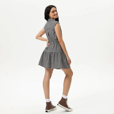 Women's Mini Cap Sleeve Elastic Waistband Mini Dress - Wild Fable™ Black Gingham 3 Women's Mini Cap Sleeve Elastic Waistband Mini Dress - Wild Fable™ Black Gingham