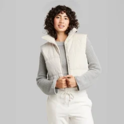 Women's Matte Cropped Puffer Vest - Wild Fable™