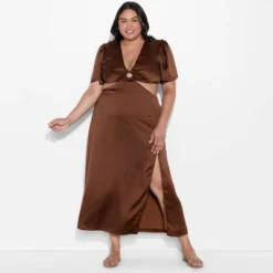 Women's Flutter Sleeve Satin Cap Maxi Bodycon Dress - Wild Fable™ Dark Brown 9 Women's Flutter Sleeve Satin Cap Maxi Bodycon Dress - Wild Fable™ Dark Brown -Wild Fable Store GUEST 2243ce1c cc59 42cf b879 01b42a9f2e25