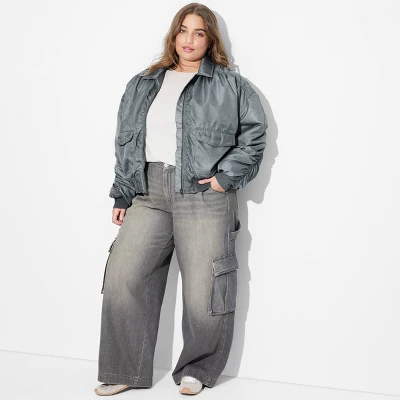 Women's Washed Nylon Bomber Jacket - Wild Fable™ Teal Blue 5 Women's Washed Nylon Bomber Jacket - Wild Fable™ Teal Blue - Image 3