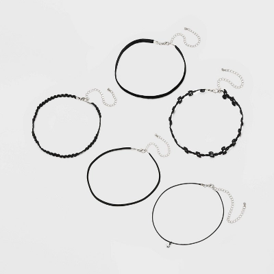 Velvet And Simulated Pearl Charm Choker Set 5pc - Wild Fable™ Black 4 Velvet And Simulated Pearl Charm Choker Set 5pc - Wild Fable™ Black - Image 2