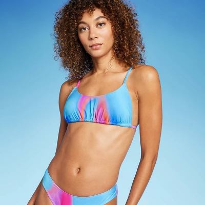 Women's Tunnel Front Bralette Bikini Top - Wild Fable™ Blue Marble Print 4 Women's Tunnel Front Bralette Bikini Top - Wild Fable™ Blue Marble Print - Image 2