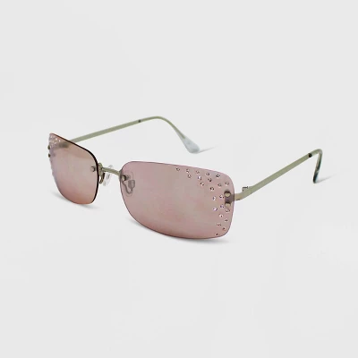 Women's Rhinestone Rimless Metal Rectangle Sunglasses - Wild Fable™ Silver 3 Women's Rhinestone Rimless Metal Rectangle Sunglasses - Wild Fable™ Silver