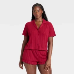 Women's Pointelle Notch Collar Shirt And Shorts Pajama Set - Wild Fable™ -Wild Fable Store GUEST 2e36ecc2 494d 4772 b0b9 3731d4b50cea