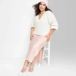 Women's Satin Lace Trim Midi Skirt - Wild Fable™ -Wild Fable Store GUEST 351374e9 b80c 4b8c a993 5a1ec9a575df