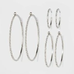 Trio Imitation Rhodium With Glass Crystal Rhinestone Hoop Stud Earring Set 3pc - Wild Fable™ White Crystal: Sparkly Hoops, Nickel-Free Metal 37 Trio Imitation Rhodium With Glass Crystal Rhinestone Hoop Stud Earring Set 3pc - Wild Fable™ White Crystal: Sparkly Hoops, Nickel-Free Metal -Wild Fable Store GUEST 36ddbf23 6bf7 4009 982e d35af2c2150c