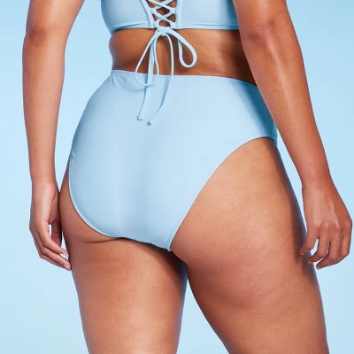 Women's High Leg Cheeky High Waist Bikini Bottom - Wild Fable™ Light Blue 6 Women's High Leg Cheeky High Waist Bikini Bottom - Wild Fable™ Light Blue - Image 4