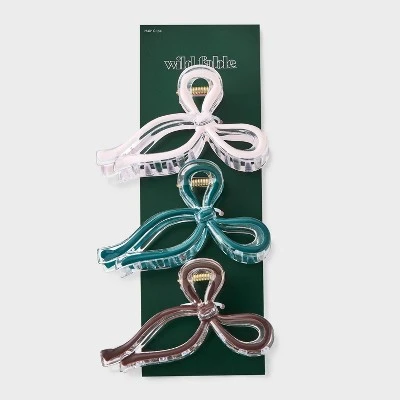 Bow Claw Hair Clip Set 3pc - Wild Fable™ Light Pink/Cream/Brown 3 Bow Claw Hair Clip Set 3pc - Wild Fable™ Light Pink/Cream/Brown