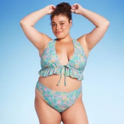 Women's Mid-Rise Cheeky High Leg Bikini Bottom - Wild Fable™ Green Floral Print 6 Women's Mid-Rise Cheeky High Leg Bikini Bottom - Wild Fable™ Green Floral Print -Wild Fable Store GUEST 3f498dd4 c67d 4baf 9014 bdf7e11796a5