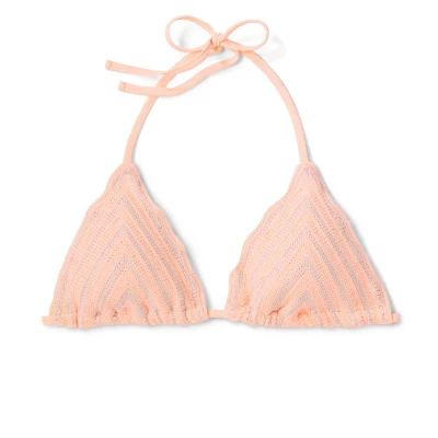 Women's Crochet Triangle Bikini Top - Wild Fable™ Peach 7 Women's Crochet Triangle Bikini Top - Wild Fable™ Peach - Image 5