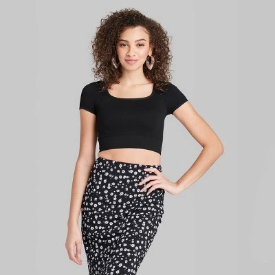 Women's Short Sleeve Square Neck Fitted Seamless T-Shirt - Wild Fable™ 3 Women's Short Sleeve Square Neck Fitted Seamless T-Shirt - Wild Fable™