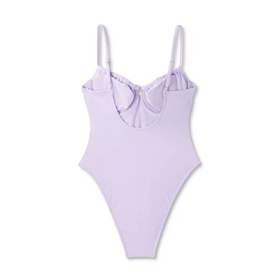 Women's Shirred Detail Underwire High Leg Extra Cheeky One Piece Swimsuit - Wild Fable™ Lilac Purple 6 Women's Shirred Detail Underwire High Leg Extra Cheeky One Piece Swimsuit - Wild Fable™ Lilac Purple - Image 4