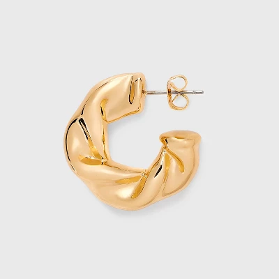 Wide And Chunky Twist Earring Set 3pc - Wild Fable™ Gold: Nickel-Free Metal, Clip-In Clasp, Hoop Style 4 Wide And Chunky Twist Earring Set 3pc - Wild Fable™ Gold: Nickel-Free Metal, Clip-In Clasp, Hoop Style - Image 2