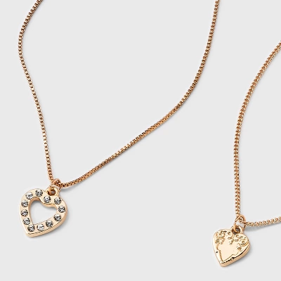 Texture Heart Charm Multi-Strand Necklace - Wild Fable™ Gold 4 Texture Heart Charm Multi-Strand Necklace - Wild Fable™ Gold - Image 2