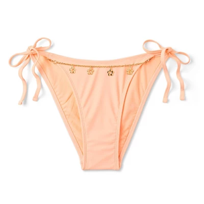 Women's Flower Chain Detail Side-Tie Scoop Cheeky High Leg Bikini Bottom - Wild Fable™ Peach 7 Women's Flower Chain Detail Side-Tie Scoop Cheeky High Leg Bikini Bottom - Wild Fable™ Peach - Image 5