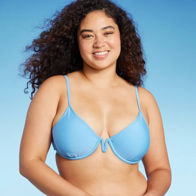 Women's V-Front Underwire Bikini Top - Wild Fable™ Bright Blue 5 Women's V-Front Underwire Bikini Top - Wild Fable™ Bright Blue - Image 3