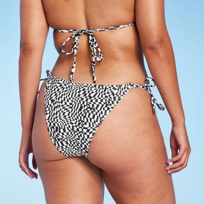 Women's Side-Tie Adjustable Coverage Ultra High Leg Bikini Bottom - Wild Fable™ Black/White Check Print 6 Women's Side-Tie Adjustable Coverage Ultra High Leg Bikini Bottom - Wild Fable™ Black/White Check Print - Image 4