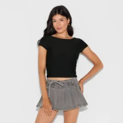 Women's Short Sleeve Boatneck Synthetic T-Shirt - Wild Fable™