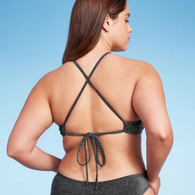 Women's High Next Halter Bralette Bikini Top - Wild Fable™ Black Lurex 6 Women's High Next Halter Bralette Bikini Top - Wild Fable™ Black Lurex - Image 4