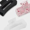 Flower And Solid Rectangle Claw Hair Clip Set 3pc - Wild Fable™ Pink/Black/White: Plastic Hair Accessories -Wild Fable Store GUEST 5c055424 cfa0 4ffa 918c fa3a68dc39fa