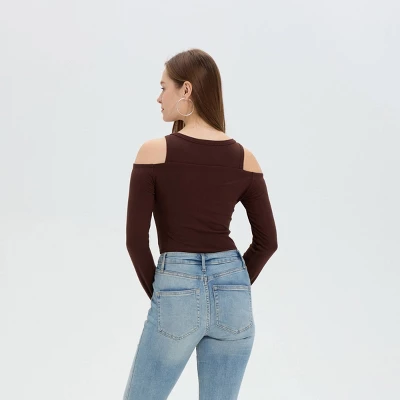 Women's Long Sleeve Off The Shoulder Keyhole Top - Wild Fable™ 3 Women's Long Sleeve Off The Shoulder Keyhole Top - Wild Fable™