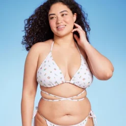 Women's Floral Print Strappy Triangle Bikini Top - Wild Fable™ White -Wild Fable Store GUEST 623601bb 911c 4193 9089 d62d940e06f6