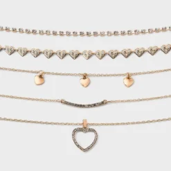 Bling Heart Choker Necklace Set 5pc - Wild Fable™ Gold -Wild Fable Store GUEST 694c6022 c5a2 4f8c b675 2db712dcdcff