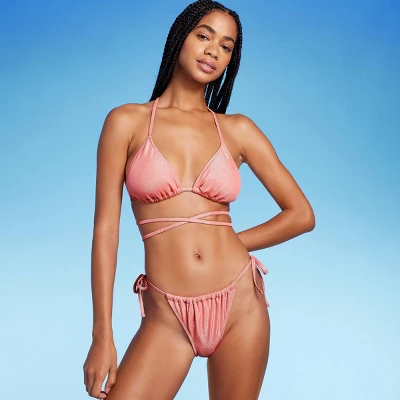 Women's Side-Tie Adjustable High Leg Bikini Bottom - Wild Fable™ Pink Lurex 4 Women's Side-Tie Adjustable High Leg Bikini Bottom - Wild Fable™ Pink Lurex - Image 2