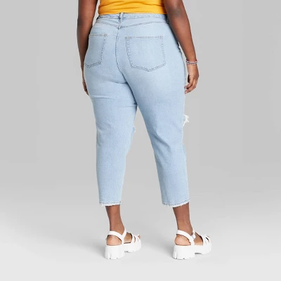 Women's Super-High Rise Distressed Slim Straight Jeans - Wild Fable™ Medium Wash 4 Women's Super-High Rise Distressed Slim Straight Jeans - Wild Fable™ Medium Wash - Image 2