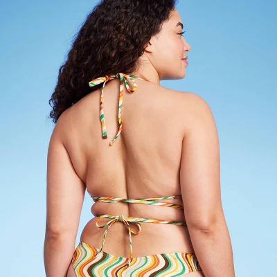 Women's Tie-Front Triangle Bikini Top - Wild Fable™ Multi Striped 6 Women's Tie-Front Triangle Bikini Top - Wild Fable™ Multi Striped - Image 4