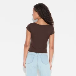 Women's Slim Fit Short Sleeve Square Neck T-Shirt - Wild Fable™ -Wild Fable Store GUEST 767956ba 9850 48c6 8014 21245d3189cf