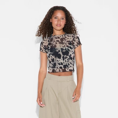 Women's Printed Cap Sleeve Ruff-Collar Blouse - Wild Fable™ 3 Women's Printed Cap Sleeve Ruff-Collar Blouse - Wild Fable™