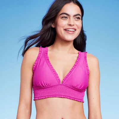 Women's Smocked Detail Longline Bikini Top - Wild Fable™ Purple 4 Women's Smocked Detail Longline Bikini Top - Wild Fable™ Purple - Image 2