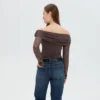 Women's Long Sleeve Off The Shoulder Foldover Top - Wild Fable™
