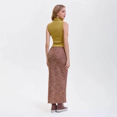 Women's Side Slit Maxi Pencil Skirt - Wild Fable™ Brown 5 Women's Side Slit Maxi Pencil Skirt - Wild Fable™ Brown - Image 3