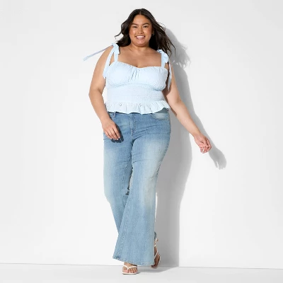 Women's Smocked Sweetheart Neck Tank Top - Wild Fable™ Light Blue 5 Women's Smocked Sweetheart Neck Tank Top - Wild Fable™ Light Blue - Image 3