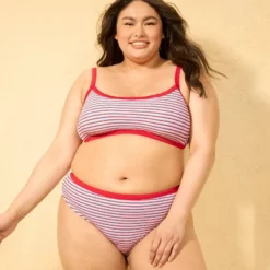 Women's Pucker Contrast Binding Mid-Rise High-Leg Cheeky Bikini Bottom - Wild Fable™ Red -Wild Fable Store GUEST 8dd6bd36 f2a6 451f 883c 97bba9bab22f