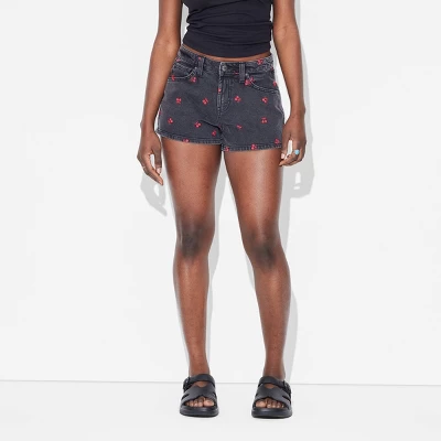 Women's Curvy Mid-Rise Cut-Off Denim Shorts - Wild Fable™ Black 3 Women's Curvy Mid-Rise Cut-Off Denim Shorts - Wild Fable™ Black