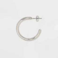 Tubular Hoop Earring Set 3pc - Wild Fable™ Silver: Nickel-Free Jewelry For Teens And Adults, Post Closure