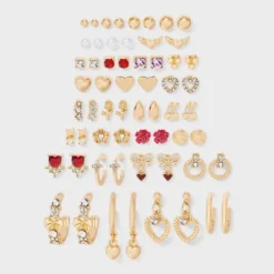 Floral And Heart Earring Set 30pc- Wild Fable™ Red/Gold/Pink -Wild Fable Store GUEST 9a942c53 c879 44fb aff1 282c6370775f