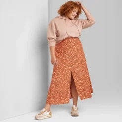 Women's Button-Front Printed Midi Skirt - Wild Fable™ -Wild Fable Store GUEST 9d3f549e f5e4 4c8c b693 d1363458e0f5