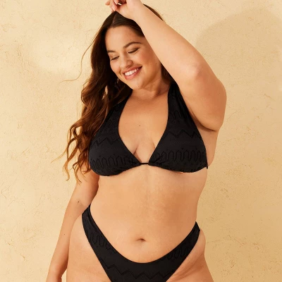 Women's Eyelet Multiway Tall Triangle Bikini Top - Wild Fable™ Black 5 Women's Eyelet Multiway Tall Triangle Bikini Top - Wild Fable™ Black - Image 3